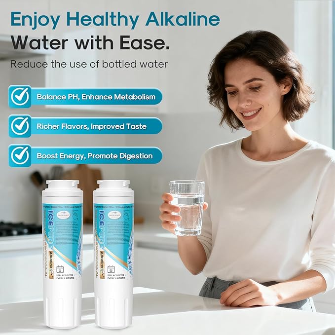 ICEPURE Alkaline UKF8001 Refrigerator Water Filter Replacement for Whirlpool EDR4RXD1, EveryDrop Filter 4, Maytag UKF8001, 4396395, UKF8001P, UKF8001AXX, RFC0900A, UKF8001AXX-200, Enhances PH, 3 Pack