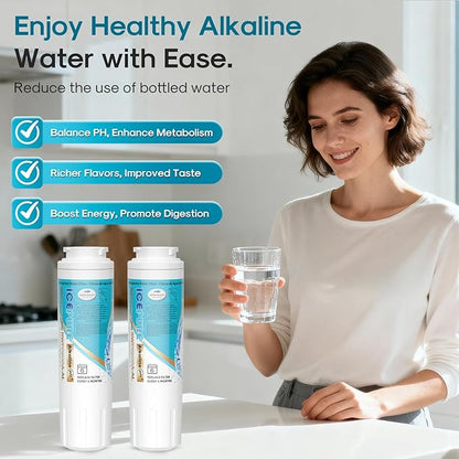 ICEPURE Alkaline UKF8001 Refrigerator Water Filter Replacement for Whirlpool EDR4RXD1, EveryDrop Filter 4, Maytag UKF8001, 4396395, UKF8001P, UKF8001AXX, RFC0900A, UKF8001AXX-200, Enhances PH, 3 Pack