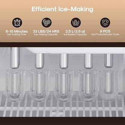 ICEPURE 3-in-1 Water Dispenser with Built-in Ice Maker, Water Cooler Dispenser for 5 Gallon Bottle Top Loading, Hot and Cold Water Dispenser with Child Lock for Home and Office, 33lbs/24H
