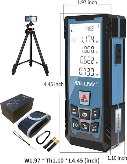 Laser Measuring Tool 500Ft Laser Measurement Tool with Angle Finder 150M Laser Distance Meters Accuracy ±1.5MM Square Footage Measure with Electronic Horizontal Calibration Indoor Easy Read