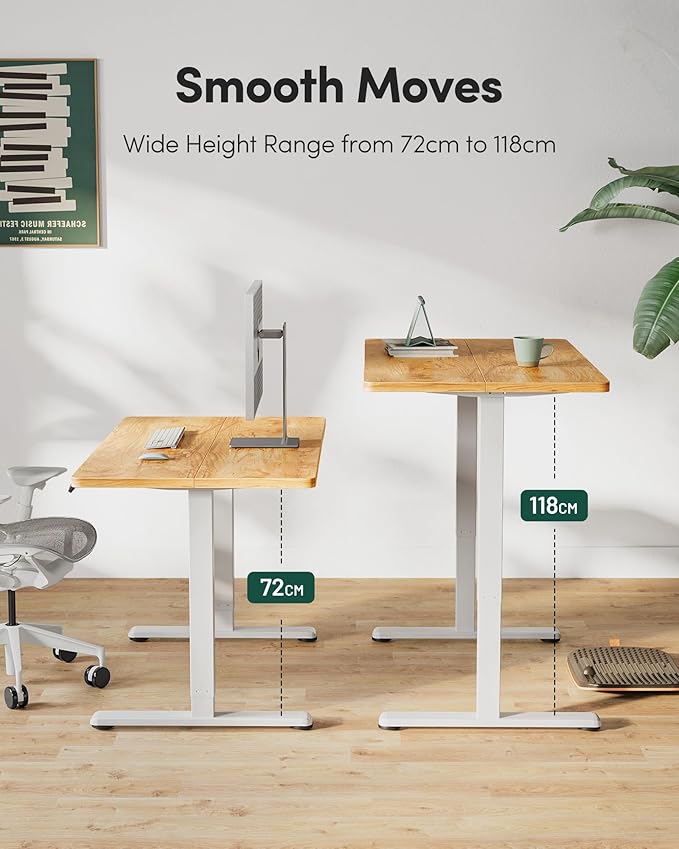 FEZIBO Electric Standing Desk Adjustable Height, 40 x 24 Inch Sit and Stand Desk, Home Office Desk, Ergonomic Workstation Computer Desk, Light Rustic