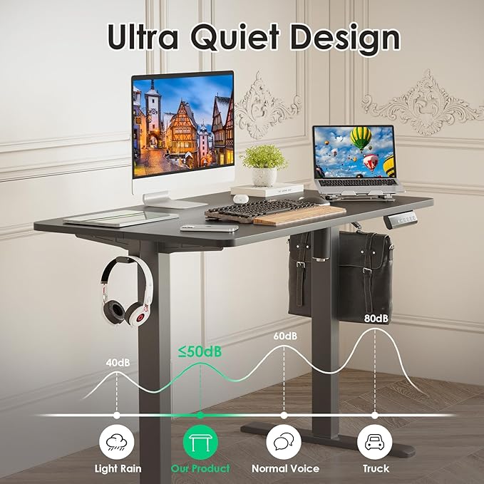 STARY Electric Standing Desk Adjustable Height Sit Stand Home Office Desk with Splice Board