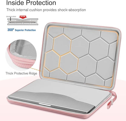 FINPAC 15.6-inch Hard Laptop Sleeve Case Compatible with 15.6 Inch Acer Aspire, Shockproof Computer Carrying Case for HP Dell Razer Samsung Laptop Chromebook, Pink