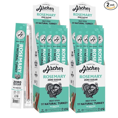 Country Archer Turkey Jerky Sticks - All Natural Turkey Sticks, Protein Snack, Jerky for People, Meat Snack, Gluten Free, Keto, Rosemary Flavor - 1 oz (Pack of 36)