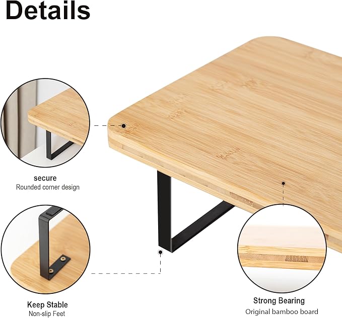 Dual Monitor Stand Riser,41.3'' Solid Bamboo&Steel Computer Monitor Riser, Large Monitor Stand Suitable for 2 Monitors, Tvs, and Printers-Natural Color
