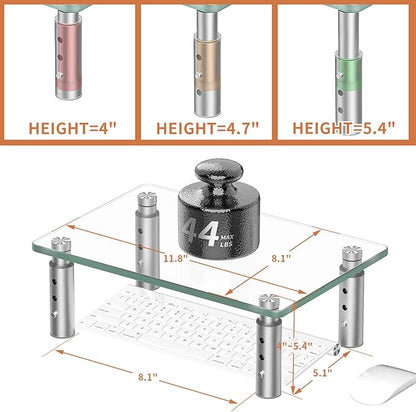 Hemudu Monitor Stand Riser, 3 Height Adjustable Laptop Stand Riser, Monitor Stand Riser for PC, Computer, Laptop Clear