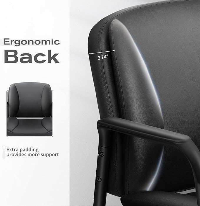 JUMMICO Office Guest Chair Reception Chair for Office Reception Lobby PU Leather Waiting Room Chair with Armrests Executive Office Chair Upholstered Set of 2