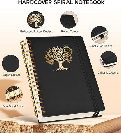 Large Spiral Notebook Journal for Women Men - 300 Numbered Lined Pages, College Ruled,B5 Hardcover Spiral Bound Notebook for School, Work, Note Taking, Writing, Leather Spiral Journal 7"x10"