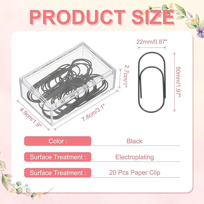 PATIKIL 20 Pcs Paper Clip, 2inch Non-Skid Metal Paper Clamp Clips Large for Office Supplies Craft Scrapbook Document Note Sorting, Electroplating, Rose Gold
