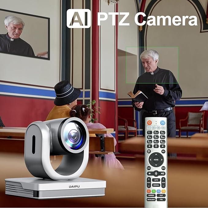 PTZ Camera 20X Optical Zoom, HDMI| USB3.0| SDI| LAN| PoE, 1080P FHD 60fps, AI Auto Tracking, 1/2.8" CMOS Sensor, 255 Presets, Conference Room Camera, for Church Worship Live Streaming Business