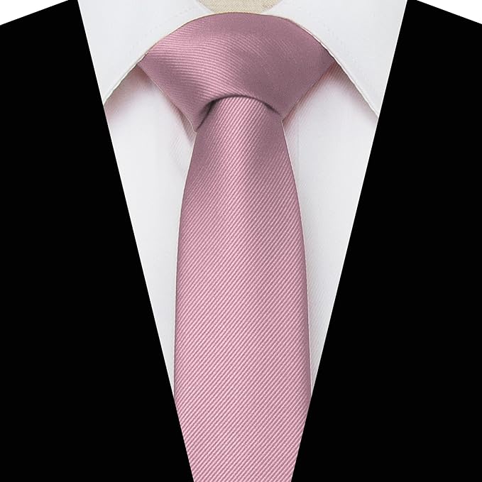 JEMYGINS 2.4" Solid Color Skinny Tie and Pocket Square with Tie Clip Sets for Men (6cm)
