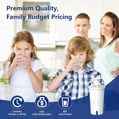 Replacement for Brita® Filter, Brita® Water Pitchers and Dispensers, Classic 35557, OB03, Mavea® 107007, Reduces Chlorine, 1 Year Supply (6 Pack)