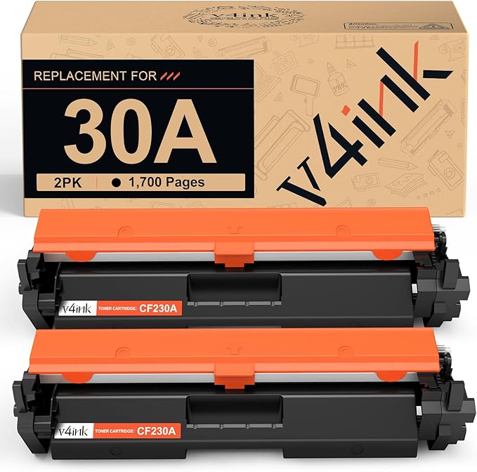 v4ink Compatible 30A Toner Cartridge Replacement for HP 30A 30X CF230A Black Toner Cartridge for HP M203 M203d M203dn M203dw MFP M277 M227fdn M227fdw M227sdn Printer Ink - 2 Pack