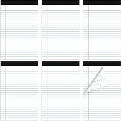 6 Pack Legal Pad 5x8, 180 Sheets Small Note Pad College Ruled Writing Pad Perforated Notepad for School, Office, To-Do Lists Grocery List Shopping List, 30 Sheets White