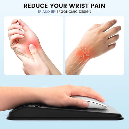 MEKASS Ergonomic Mouse Pad with Wrist Support, Wrist Rest Mousepad for Carpal Tunnel Pain Relief, Memory Foam with Massage Design, Non-Slip PU Base for Office and Home (Classic Black)