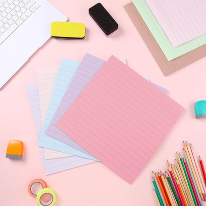 8 Pads Big Sticky Notes 11 x 11 Inch Lined Jumbo Large Sticky Notes for Wall,Giant Strong Power Memo Square Post for Office, 25 Sheets/Pad(Aesthetics Color)