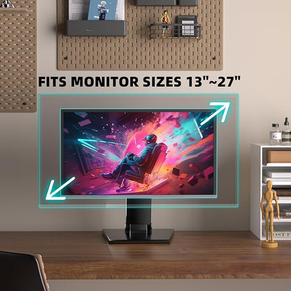 Foldable Low Profile Monitor Stand - VESA 100x100 Desk Mount Adjustable Short TV Stand for Desk Easy Assembly