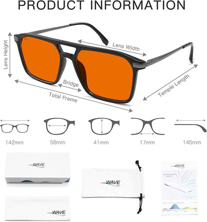 WAVE Blue Light Blocking Glasses,Gaming Glasses with Metal Frames,Computer Glasses for Eye Strain,Anti Glare
