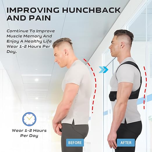 Posture Corrector Back Brace for Women and Men, Adjustable Lightweight Upper Braces Posture Corrector, Shoulder Pain Relief Under Clothes SIZE M
