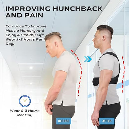 Posture Corrector Back Brace for Women and Men, Adjustable Lightweight Upper Braces Posture Corrector, Shoulder Pain Relief Under Clothes SIZE S