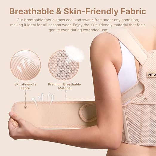 Fit Geno Posture Corrector for Women: Adjustable Lightweight Upper Back Brace for Neck Shoulder & Upper Back Pain Relief - Improve Posture Correct Hunchback Slouching Kyphosis Invisible Under Clothes (XS/S Under Bust 26"-37")