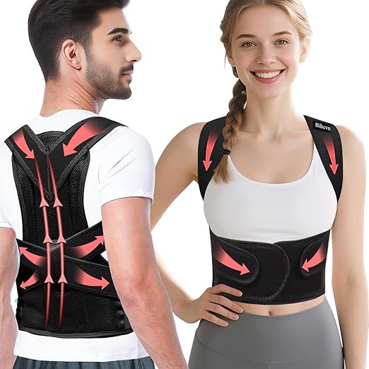 Posture Corrector Back Brace for Men and Women, Adjustable Full Back Support for Posture Improvement & Pain Relief, Shoulder Straightener for Spine Alignment & Posture Correction, Size L(35-42in)