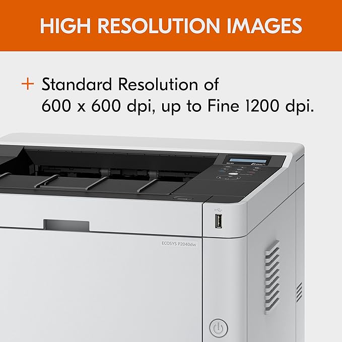 Kyocera 1102RY2US0 Model ECOSYS P2040dw Monochrome Network Laser Printer, 42 PPM B&W, Print Resolution 600 x 600 DPI Up to Fine 1200 DPI, Standard Wireless and Wi-Fi Direct Capability, 256 MB Memory