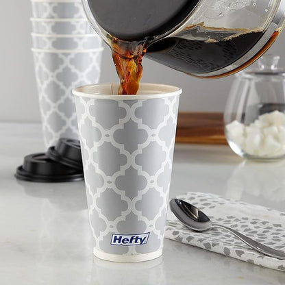 Hefty Paper Disposable Hot Cups with Lids, 16 Ounce, 20 CT (Pack of 6)