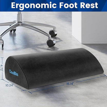 CloudBliss Foot Rest for Under Desk at Work,Office Desk Accessories with Soft Foam and Washable Removable Cover, Foot Stool for Office, Car, Home to Foot Support and Relax Ankles, Gray