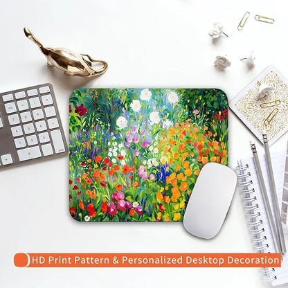 Square Mouse Pad Flowers Floral,Personalized Premium-Textured Custom Mouse Mat Design,Washable Mousepad Lycra Cloth,Non-Slip Rubber Base Computer Mouse Pads for Wireless Mouse