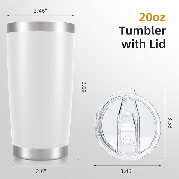 20 oz Tumbler with Lid Stainless Steel Insulated Tumblers Double Wall Vacuum Coffee Mug Powder Coated Tumbler Cups for Cold and Hot Drinks, Stainless Steel, 1 pack
