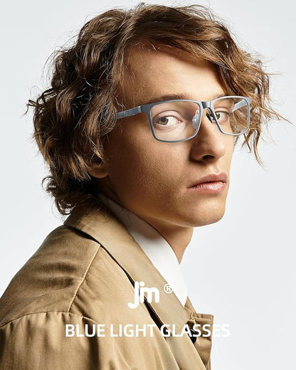 JM Al-Mg Metal Blue Light Blocking Glasses Men Women Anti Blue-Light Computer Glasses, Relieve Eyestrain and Eye Protection