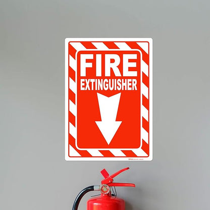 Brimar - 10" x 14" - Fire Extinguisher Sign - 3.5 Mil InfiniStick™ Vinyl Label - Easy Installation - Parking Regulation Compliance