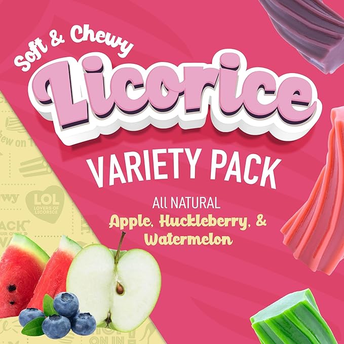 Wiley Wallaby Licorice 10 Ounce Variety Pack - Huckleberry, Apple & Watermelon Classic Gourmet Australian Style Soft & Chewy Licorice Candy - Pack of 3
