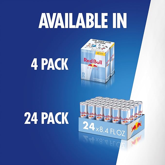 Red Bull Zero Energy Drink, 8.4 fl. oz., with 80mg Caffeine, Taurine & B Vitamins, 6 Packs of 4 Cans, Pack of 24