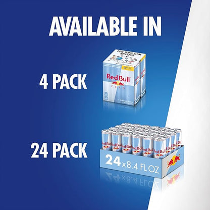 Red Bull Zero Energy Drink, 8.4 fl. oz., with 80mg Caffeine, Taurine & B Vitamins, 6 Packs of 4 Cans, Pack of 24