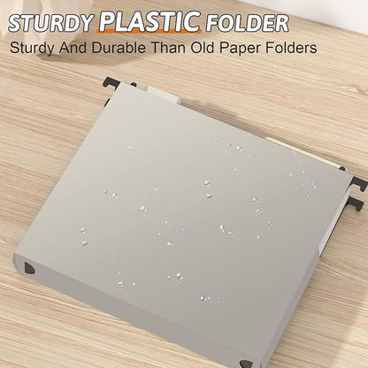 Plastic Extra Capacity Hanging File Folder Letter Size,12 Pack Reinforced Expandable Hanging Folders,Heavy Duty 2 Inch Expansion,Adjustable Tabs,Hanging Organizer Designed for Bulky Files(Gray)