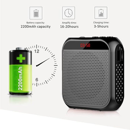 Portable Voice Amplifier for Teachers,Rechargeable Portable Microphone with Speaker,Wired Microphone,Pa System for Outdoors, Teaching, Meeting, Tour Guide, Yoga(5PCS,Black)