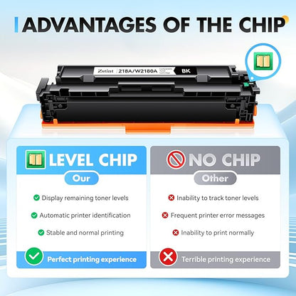 218A Toner Cartridge 4-Pack High Yield with Chip Replacement for HP 218A 218X Toner Compatible with HP Color Laserjet Pro MFP 3301cdw 3301fdw 3301sdw 3201dw Printer W2180A Black Cyan Magenta Yellow