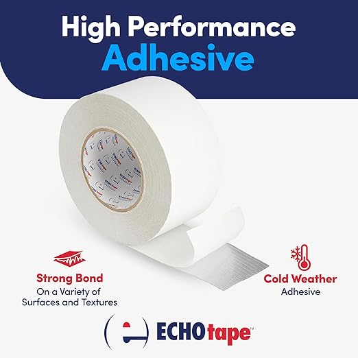 ECHOtape FS-J7754 | All Weather ASJ Poly Insulation Facing Tape | Insulation Seaming, Sealing, Repair Tape | High Performance Adhesive | |White ASJ Poly Tape | Contractors Tape | 2.83 in x 50 yds