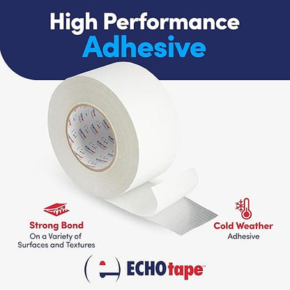 ECHOtape FS-J7754 | All Weather ASJ Poly Insulation Facing Tape | Insulation Seaming, Sealing, Repair Tape | High Performance Adhesive | |White ASJ Poly Tape | Contractors Tape | 2.83 in x 50 yds