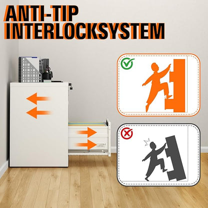 2-Drawer Locking Vertical File Cabinet, Metal Storage Cabinet for Office/Home – Secure Vertical Filing for Letter/Legal/A4/F4 Documents, Easy to Assemble Steel Cabinet (White, 2 Drawer-28 H)