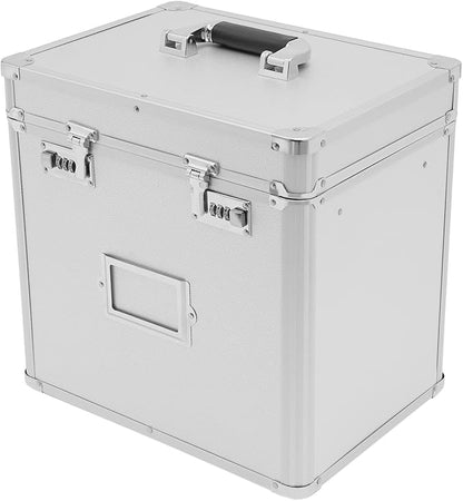 Portable File Organizer Box, Locking File Storage Chest, Letter/Legal File Storage, File Storage Box for Home Office File Cabinet with Handle,13.8 x 10 x 13.4inch,Silver