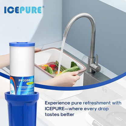 ICEPURE 5 Micron 20" x 4.5" Whole House Sediment and Carbon Water Filter Replacement Cartridge for AP810-2, SP-DD-5005-20BB, DGD-5005-20, FPMB5-20, P5-20BB, FP25B, SDG-45-2005, CMMF0520-45W1, 2PACK