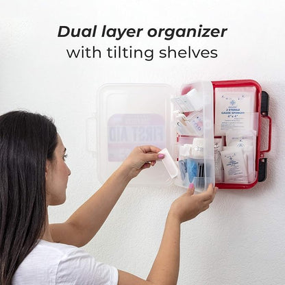 M2 BASICS Professional 350-Piece First Aid Kit – First Aid Kit for Car, Home, Office, Business & Vehicles – Organized Dual-Layer Wall-Mountable Hard Case, Emergency Medical, OSHA Workplace Safety