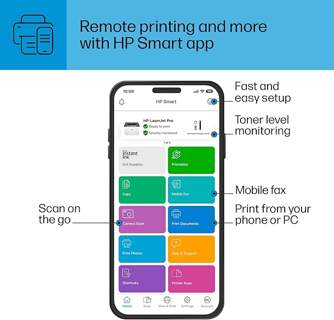 HP LaserJet Pro 3001dw Wireless Black & White Printer, Best-for-Office (3G65OF)
