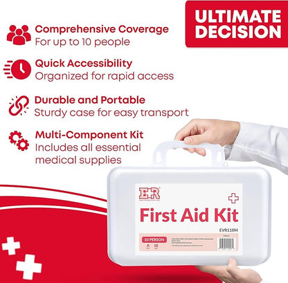 Ever Ready First Aid 10 Person First Aid Kit with Plastic Case, Type III, Ansi A, OSHA Compliant