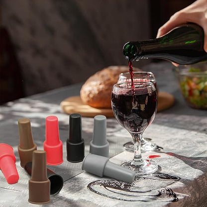 8Pcs Silicone Wine Stopper for Wine Bottles, Reusable Sparkling Wine Bottle Stopper, Silicone Wine Seal Stopper, Wine Bottle Cover Caps to Keep Wine Fresh, Beer Champagne Stopper Home Use(4 Colors)