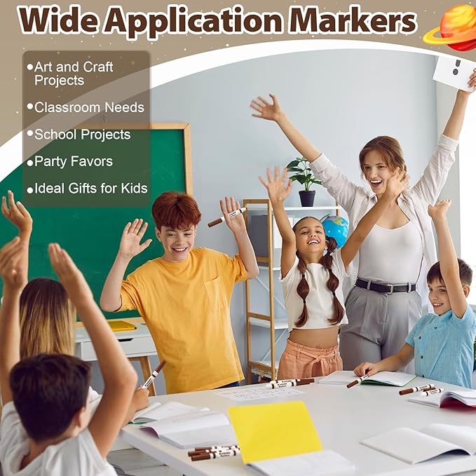 Janlaugh 24 Pcs Washable Markers Bulk Broad Line Markers Coloring Conical Tip Large pens for Kids art projects, Teachers, Students, Toddlers, Party Favors, Classrooms, Donations(Brown)