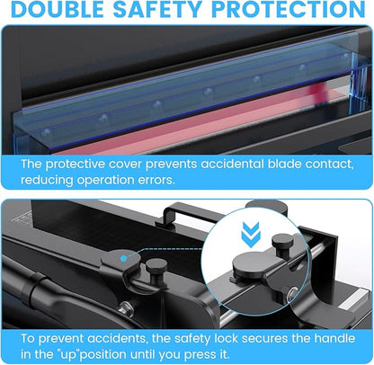 Heavy Duty Paper Cutter for A4 Paper, Guillotine Paper Cutter 12 Inch, 400 Sheet Capacity, Solid Steel Construction, Black